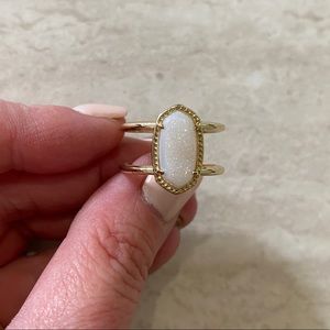 Kendra Scott Elise Gold Ring in Iridescent Drusy, Size 8
